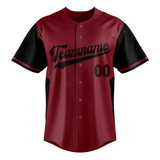 Custom Unisex Maroon & Black Pattern Baseball Jersey BB0000390801