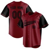 Custom Unisex Maroon & Black Pattern Baseball Jersey BB0000390801