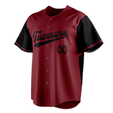 Custom Unisex Maroon & Black Pattern Baseball Jersey BB0000390801