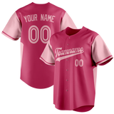 Custom Unisex Pink & Light Pink Pattern Baseball Jersey