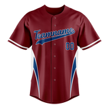 Custom Unisex Maroon & Royal Blue Pattern Baseball Jersey BB0000400819