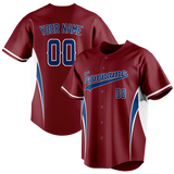 Custom Unisex Maroon & Royal Blue Pattern Baseball Jersey