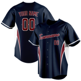 Custom Unisex Navy Blue & Maroon Pattern Baseball Jersey