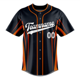 Custom Unisex Black & Light Orange Pattern Baseball Jersey BB0000410111