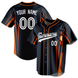 Custom Unisex Black & Light Orange Pattern Baseball Jersey BB0000410111