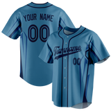 Custom Unisex Light Blue & Navy Blue Pattern Baseball Jersey BB0000412118