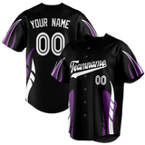 Custom Unisex Black & Light Purple Pattern Baseball Jersey