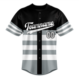 Custom Unisex Black & Gray Pattern Baseball Jersey BB0000430103