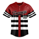 Custom Unisex Maroon & Black Pattern Baseball Jersey BB0000430801