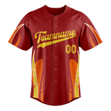 Custom Unisex Maroon & Yellow Pattern Baseball Jersey BB0000430812