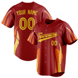 Custom Unisex Maroon & Yellow Pattern Baseball Jersey BB0000430812