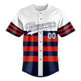 Custom Unisex Navy Blue & White Pattern Baseball Jersey BB0000431802