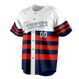 Custom Unisex Navy Blue & White Pattern Baseball Jersey BB0000431802