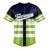 Custom Unisex Navy Blue & Green Pattern Baseball Jersey BB0000431814