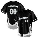 Custom Unisex Black & Gray Pattern Baseball Jersey