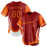 Custom Unisex Maroon & Light Orange Pattern Baseball Jersey