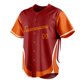 Custom Unisex Maroon & Light Orange Pattern Baseball Jersey BB0000440811