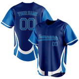 Custom Unisex Royal Blue & Blue Pattern Baseball Jersey