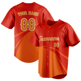 Custom Unisex Red & Light Orange Pattern Baseball Jersey