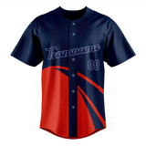 Custom Unisex Navy Blue & Red Pattern Baseball Jersey BB0000451809