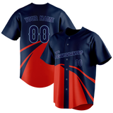 Custom Unisex Navy Blue & Red Pattern Baseball Jersey BB0000451809