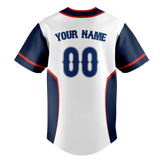 Custom Unisex White & Navy Blue Pattern Baseball Jersey BB0000470218