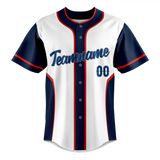 Custom Unisex White & Navy Blue Pattern Baseball Jersey BB0000470218