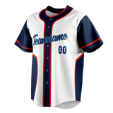 Custom Unisex White & Navy Blue Pattern Baseball Jersey BB0000470218