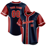 Custom Unisex Navy Blue & Maroon Pattern Baseball Jersey BB0000471808