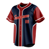 Custom Unisex Navy Blue & Maroon Pattern Baseball Jersey BB0000471808