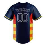 Custom Unisex Navy Blue & Yellow Pattern Baseball Jersey BB0000501812