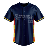 Custom Unisex Navy Blue & Yellow Pattern Baseball Jersey BB0000501812