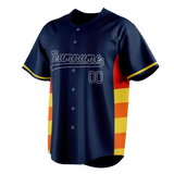 Custom Unisex Navy Blue & Yellow Pattern Baseball Jersey BB0000501812