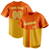 Custom Unisex Light Orange & Yellow Pattern Baseball Jersey