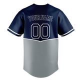 Custom Unisex Navy Blue & Gray Pattern Baseball Jersey BB0000511803