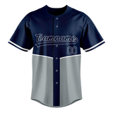 Custom Unisex Navy Blue & Gray Pattern Baseball Jersey BB0000511803