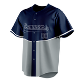 Custom Unisex Navy Blue & Gray Pattern Baseball Jersey BB0000511803