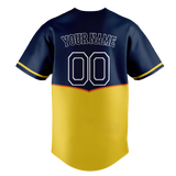 Custom Unisex Navy Blue & Yellow Pattern Baseball Jersey BB0000511812