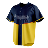 Custom Unisex Navy Blue & Yellow Pattern Baseball Jersey BB0000511812