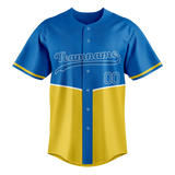 Custom Unisex Blue & Yellow Pattern Baseball Jersey BB0000512012