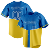 Custom Unisex Blue & Yellow Pattern Baseball Jersey