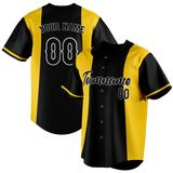 Custom Unisex Black & Yellow Pattern Baseball Jersey