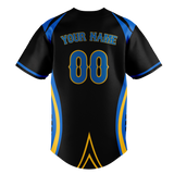 Custom Unisex Black & Royal Blue Pattern Baseball Jersey BB0000530119