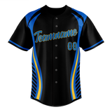 Custom Unisex Black & Royal Blue Pattern Baseball Jersey BB0000530119