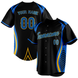 Custom Unisex Black & Royal Blue Pattern Baseball Jersey