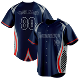 Custom Unisex Navy Blue & Gray Pattern Baseball Jersey BB0000531803