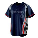 Custom Unisex Navy Blue & Gray Pattern Baseball Jersey BB0000531803