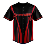 Custom Unisex Black & Red Pattern Baseball Jersey BB0000540109