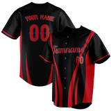 Custom Unisex Black & Red Pattern Baseball Jersey