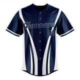 Custom Unisex Navy Blue & White Pattern Baseball Jersey BB0000541802